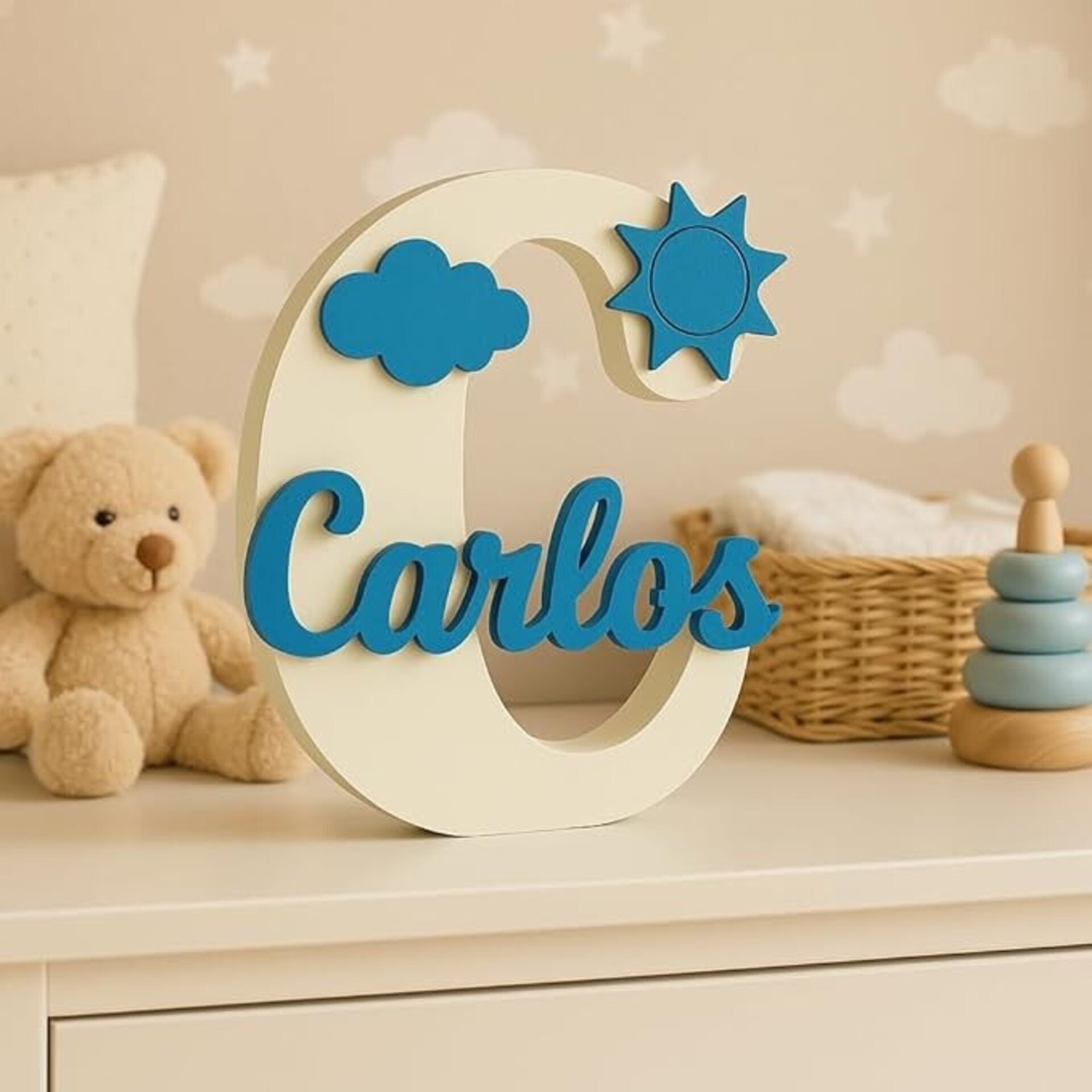 Letra Personalizada con Nombre – Decoración Infantil con Adorno, - 3