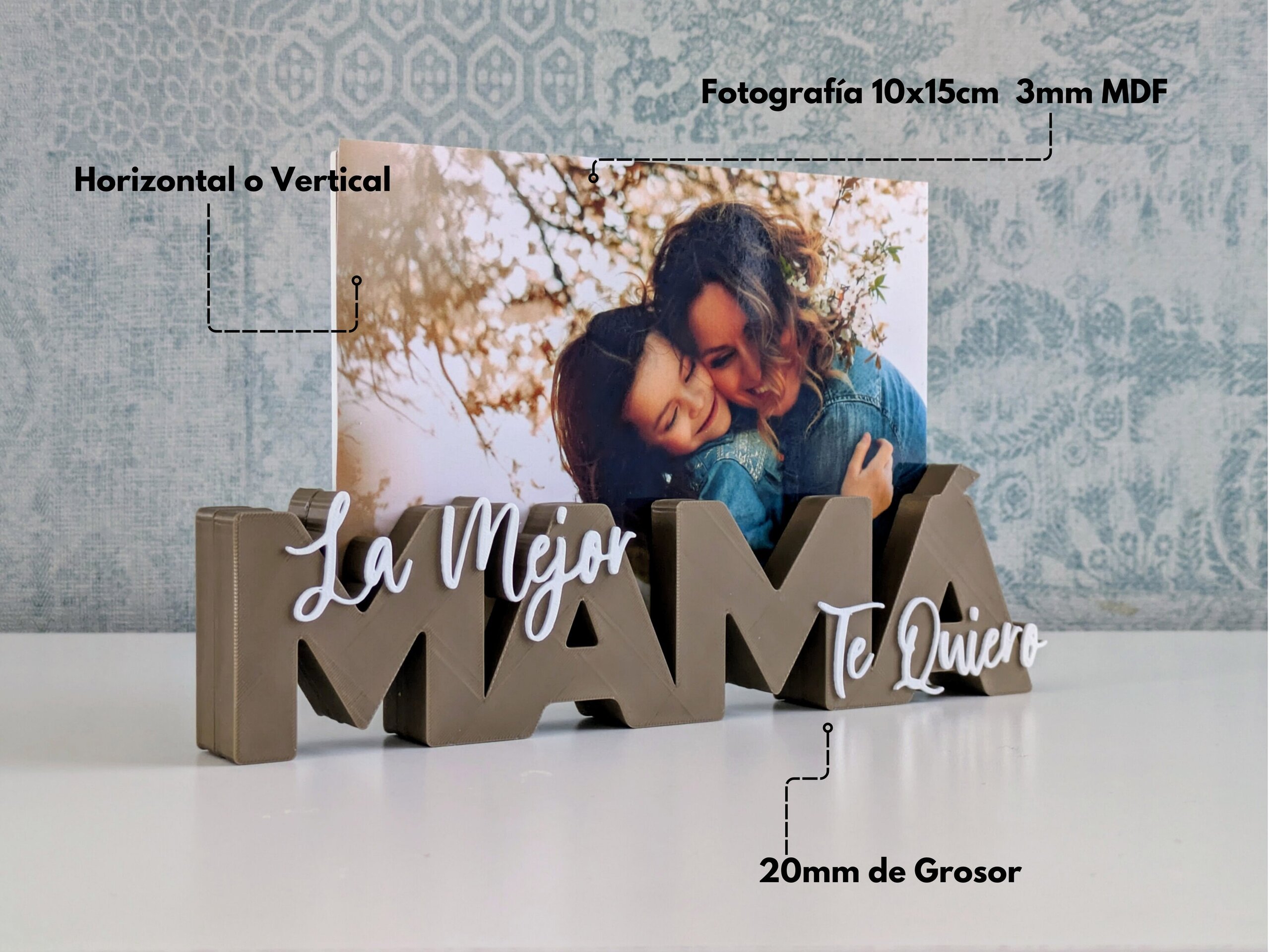 Portafoto Día de la Madre Personalizado – Letras “MAMÁ” con Foto 10x15 - 3